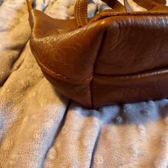 Portland Leather Goods Mini Crossbody Tote | Cognac Brown Leather - Picture 6 of 11